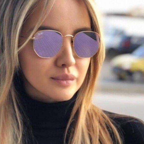 NWT Rayban Flat Hexagonal Lilac 💯Authentic 3548 - Picture 1 of 5